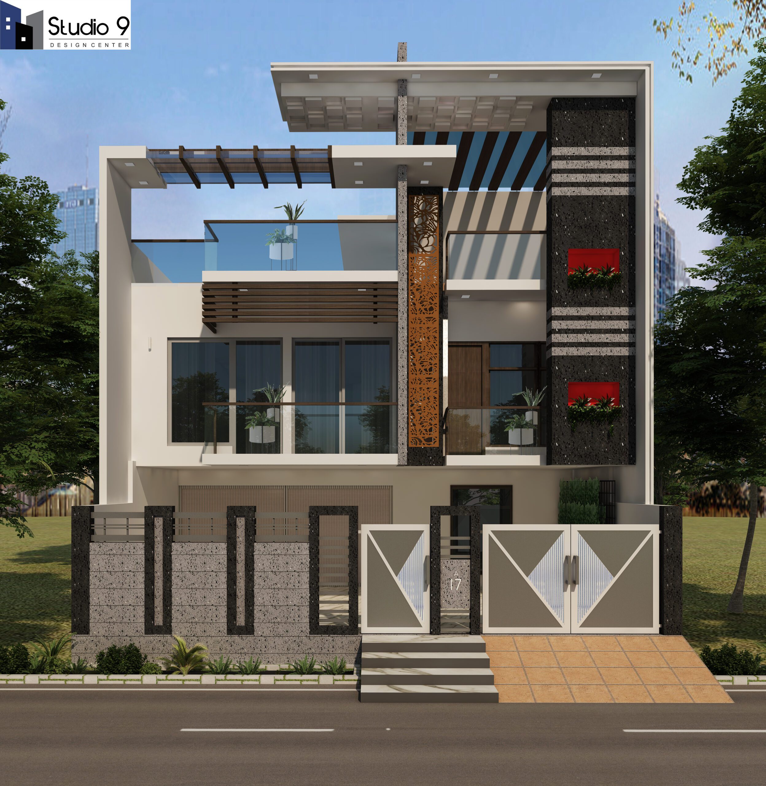 3D Exterior Design By Studio9 Design Center A-17 ALFA I, Greater Noida – RESIDENCE – Mr. Yogendra Chauhan